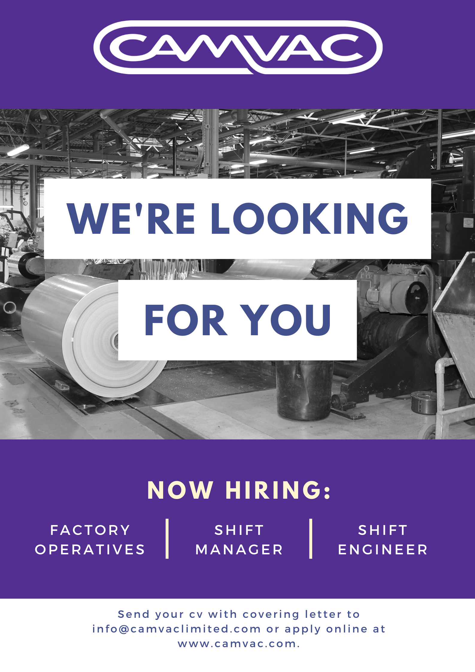 Camvac are hiring banner